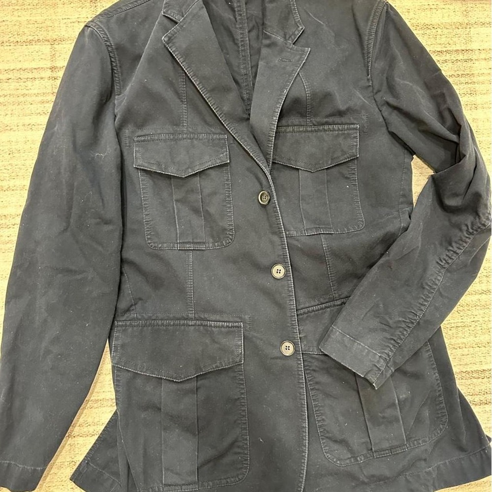 Express Men's Jacket Small Design Studio Blue Navy Cotton Utility Field Blazer S
